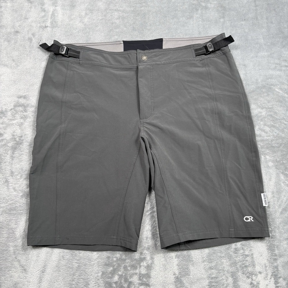 Club Ride Shorts Mens XL Grey Mountain Bike Cycling Zip Pocket Stretch